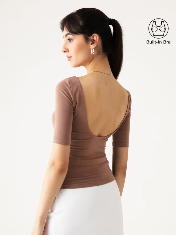 Cotton Jersey Open Back Brami Top sold by ogl move
