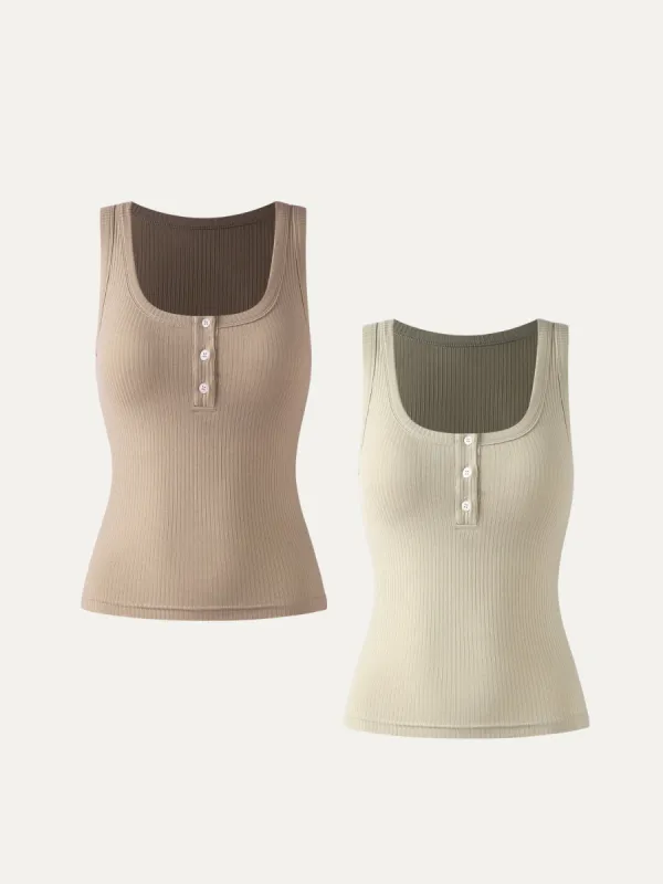 Plantive® Brami Henley Tank 2Pcs Set sold by ogl move