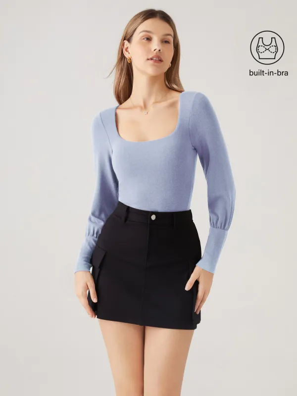 Square Neck Balloon Sleeve Brami Top sold by ogl move