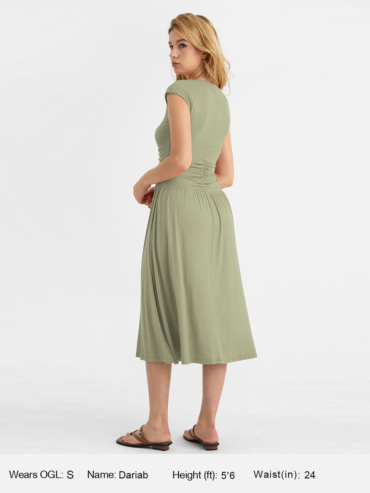 Eco-SkinKiss® Ruched V-Neck Midi Dress sold by ogl move product image thumbnail 3