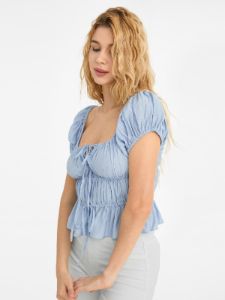 Puff Sleeve Ruched Top sold by ogl move
