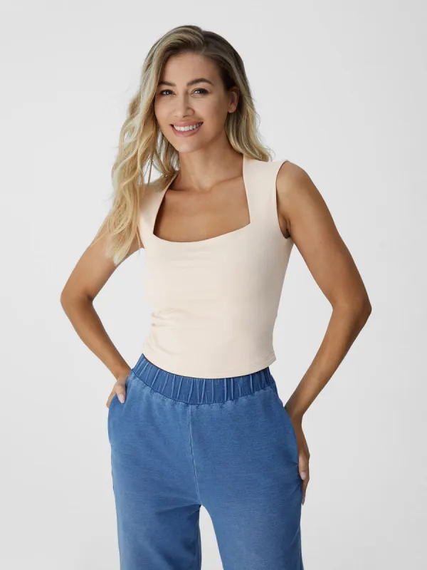IcyAir® Tapered Square Neck Wide Shoulder Tank Top sold by ogl move