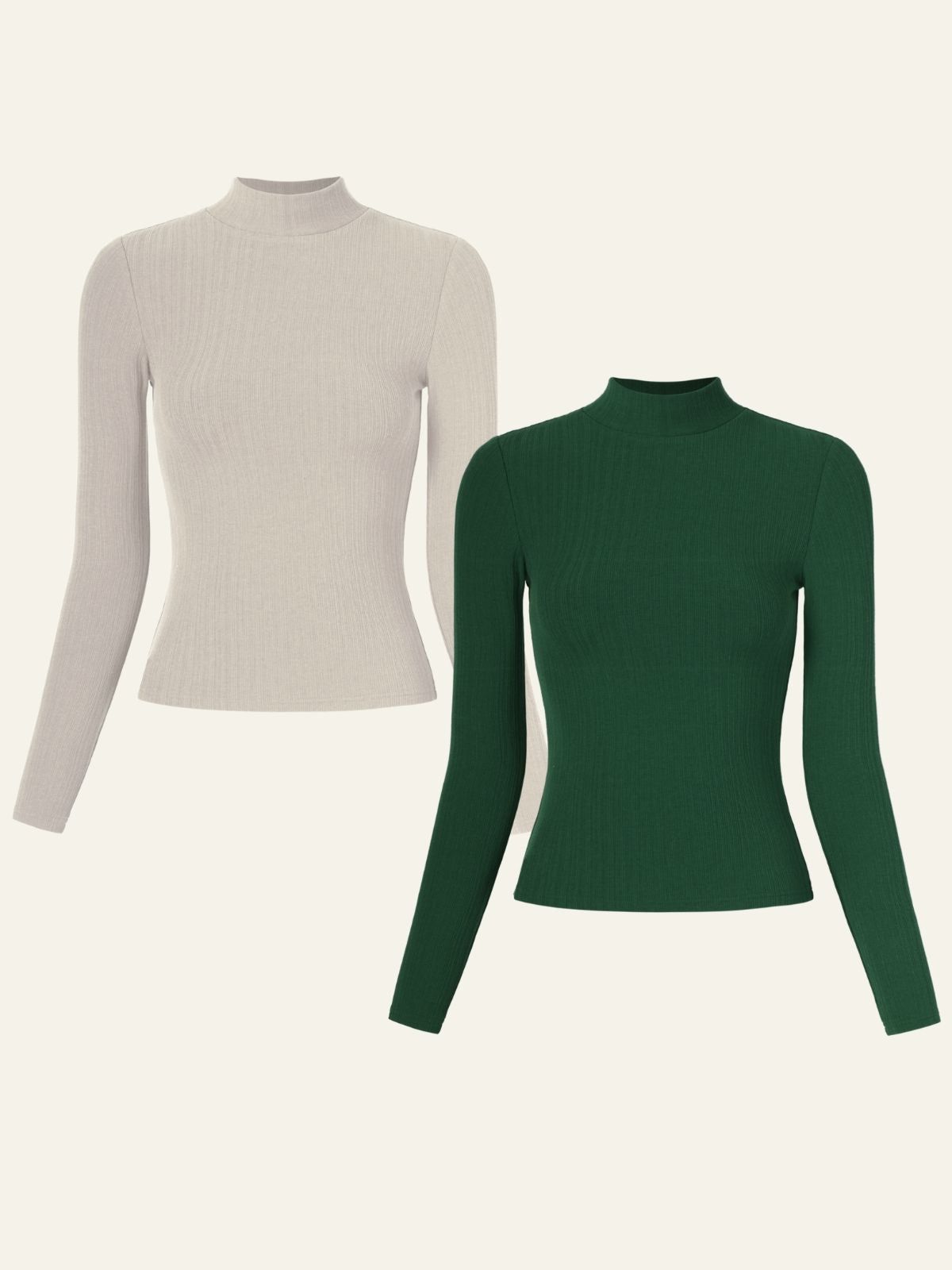 Textured Knit Mock Neck Long Sleeve Top 2Pcs Set sold by ogl move product image thumbnail 4
