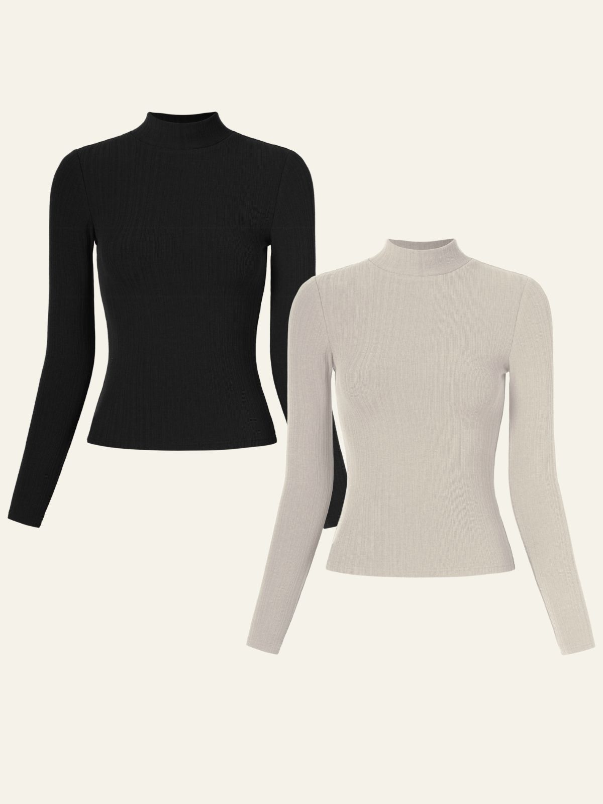 Textured Knit Mock Neck Long Sleeve Top 2Pcs Set sold by ogl move