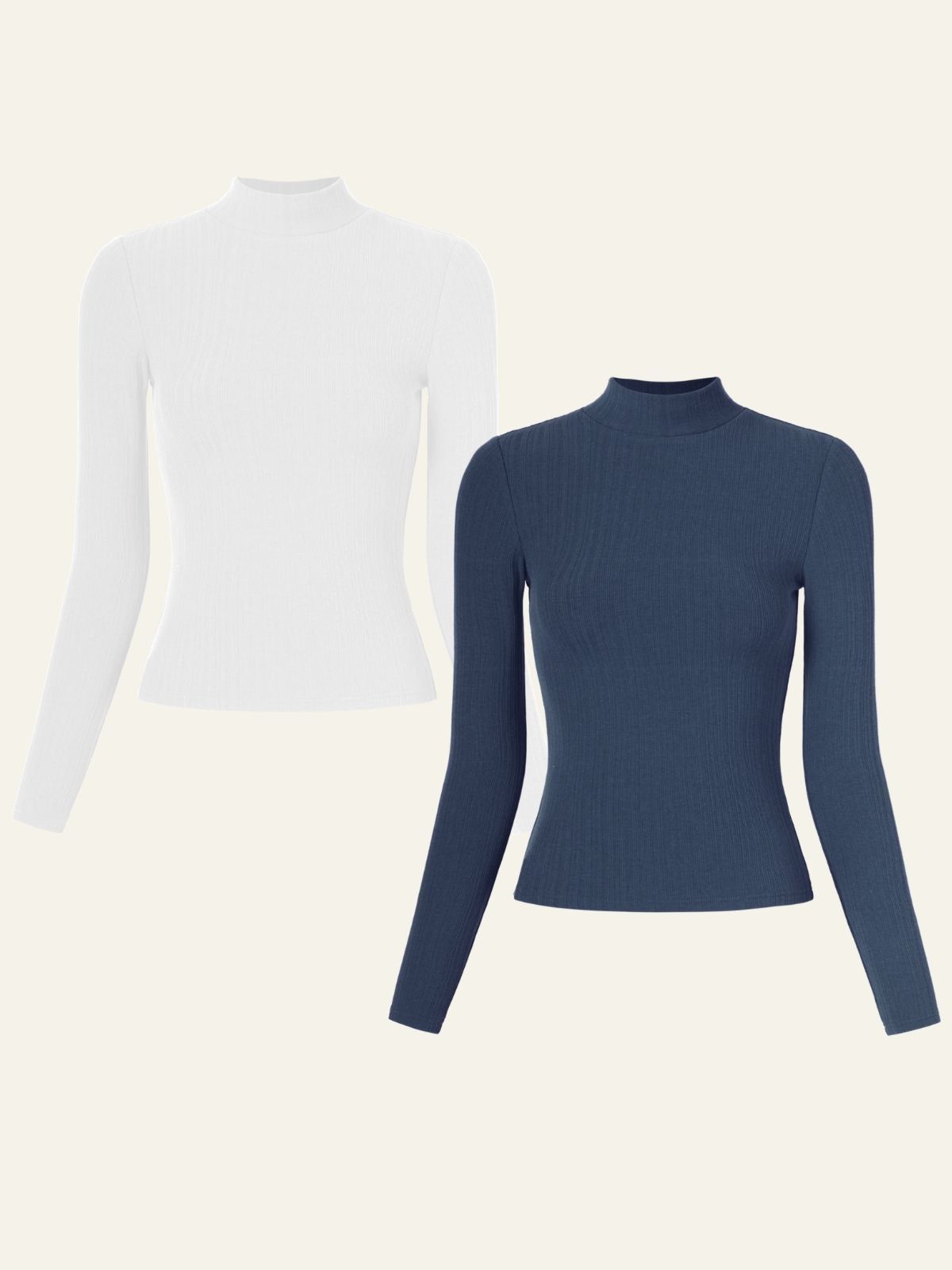 Textured Knit Mock Neck Long Sleeve Top 2Pcs Set sold by ogl move product image thumbnail 3