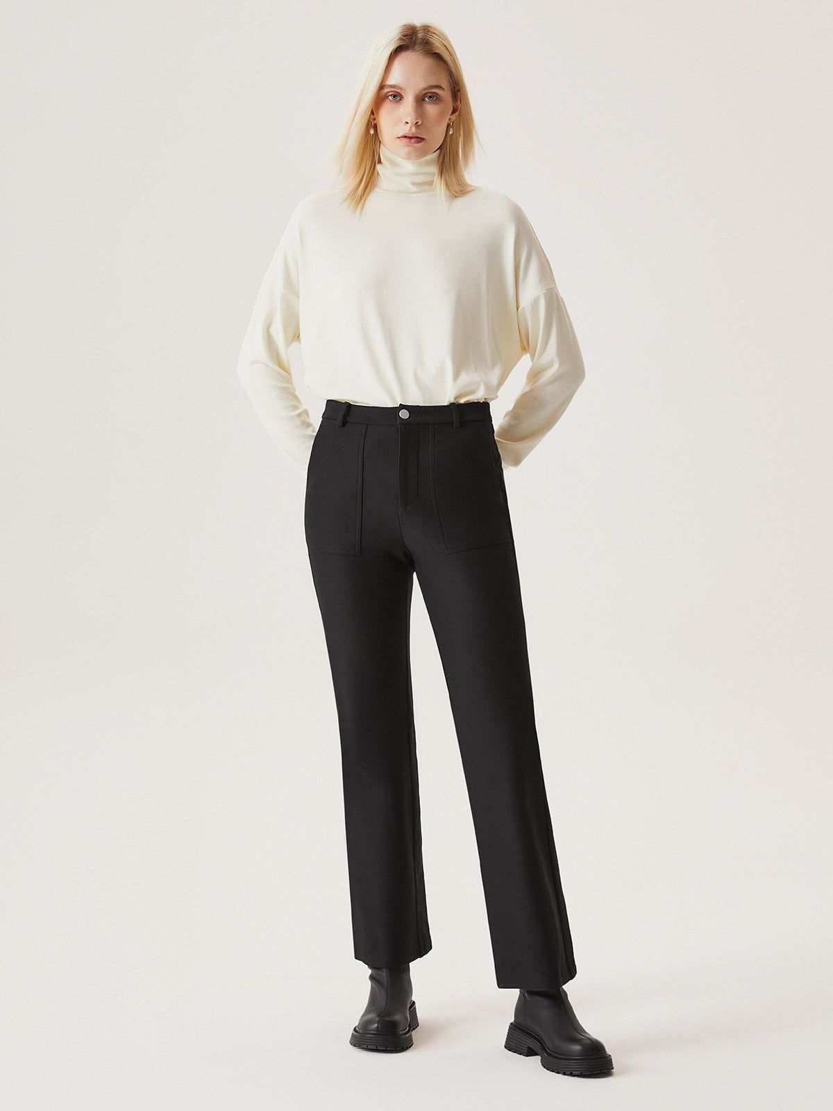 Stretchy Twill Brushed Back Flare Pants sold by ogl move product image thumbnail 3