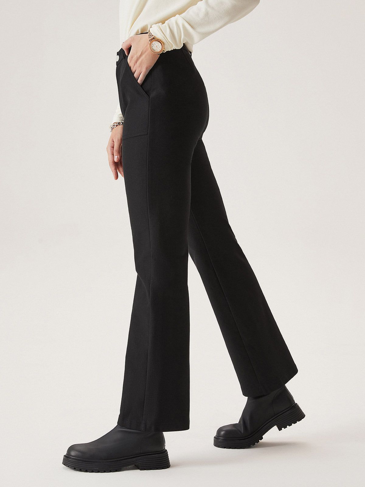 Stretchy Twill Brushed Back Flare Pants sold by ogl move product image thumbnail 5