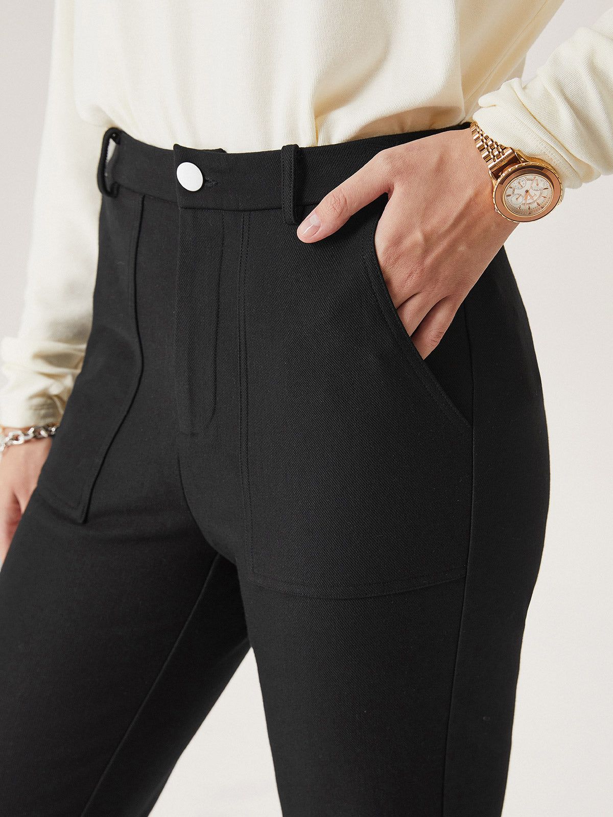 Stretchy Twill Brushed Back Flare Pants sold by ogl move product image thumbnail 4