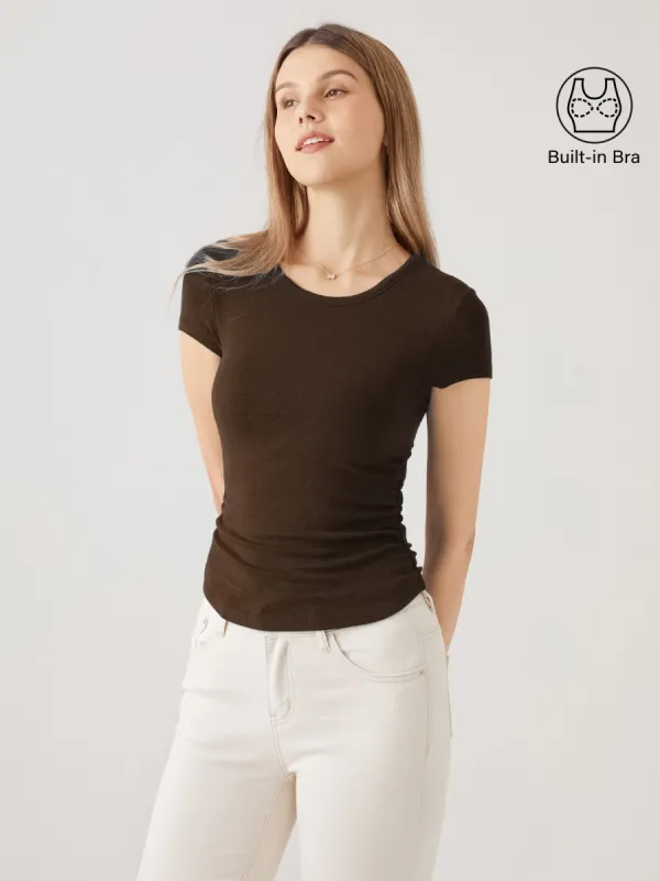 Round Neck Short Sleeve Brami Top sold by ogl move