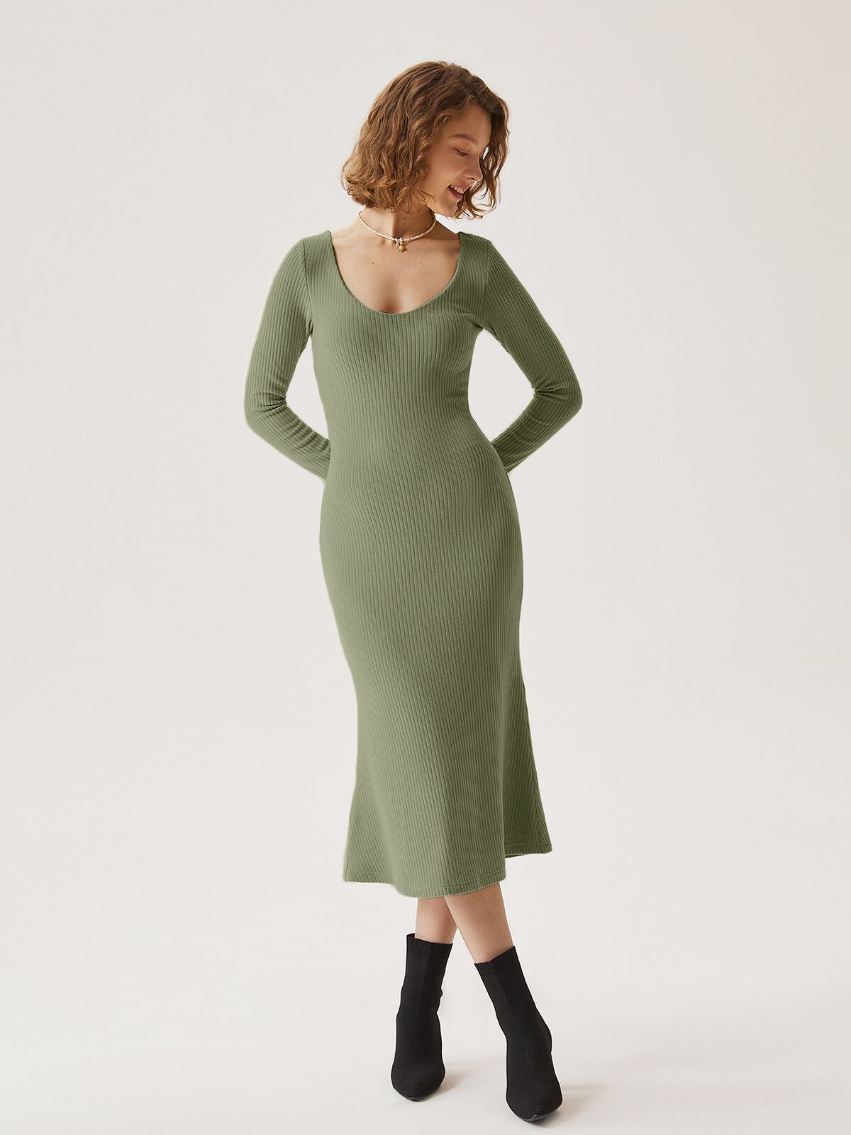 Brushed Rib V-neck Midi Brami Dress sold by ogl move