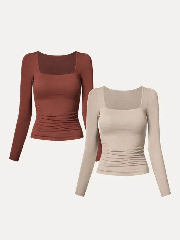 2Pcs Set Square Neck Ruched Brami Top sold by ogl move