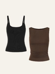 Soft Brushed Rib Brami & Eco-Mousse Ruched Sides Boatneck Brami 2Pcs Set sold by ogl move