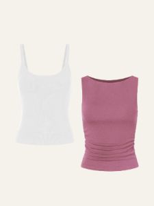 Soft Brushed Rib Brami & Eco-Mousse Ruched Sides Boatneck Brami 2Pcs Set sold by ogl move