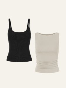 Soft Brushed Rib Brami & Eco-Mousse Ruched Sides Boatneck Brami 2Pcs Set sold by ogl move