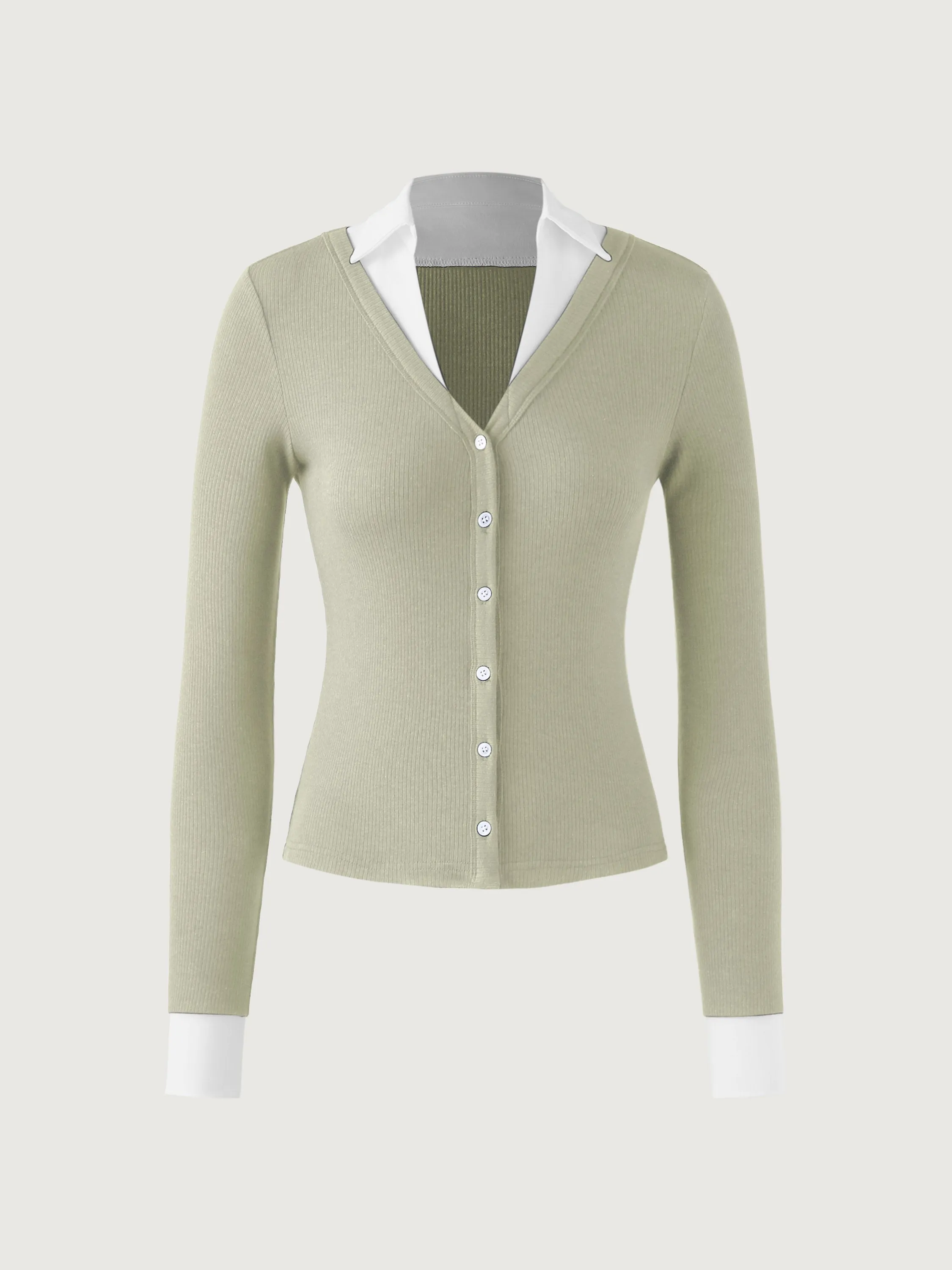 Contrast Button-Down Top sold by ogl move