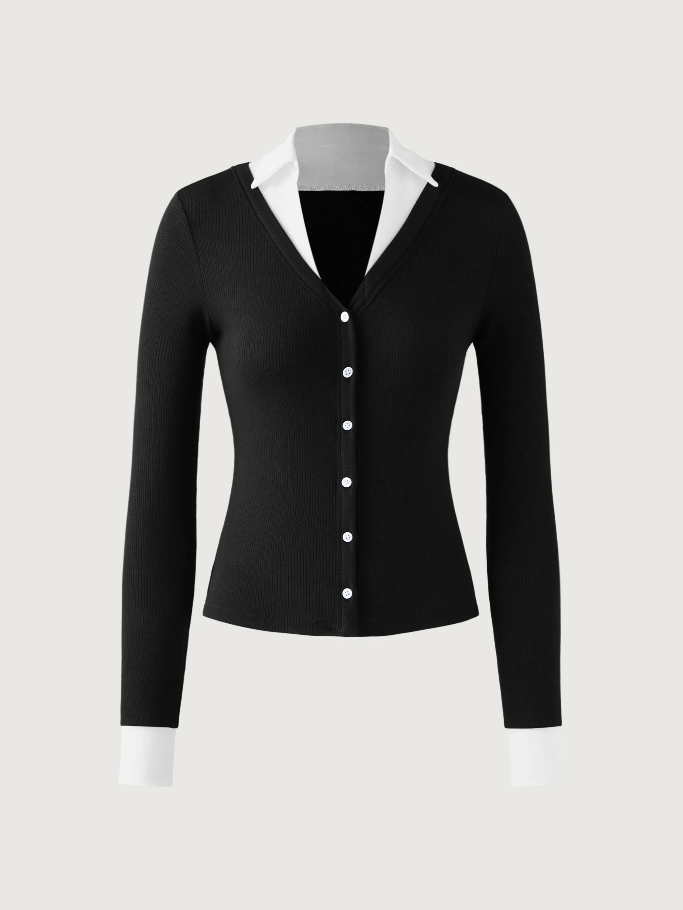 Contrast Button-Down Top sold by ogl move product image thumbnail 2