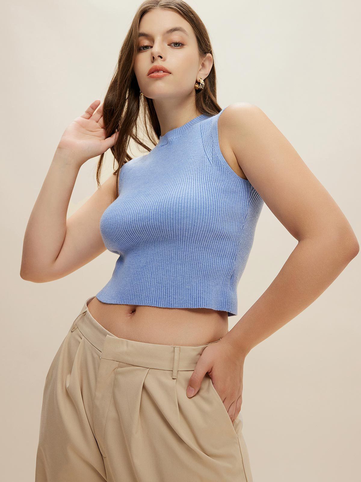 Fine-ribbed Wool Knit Sweater Tank sold by ogl move product image thumbnail 4