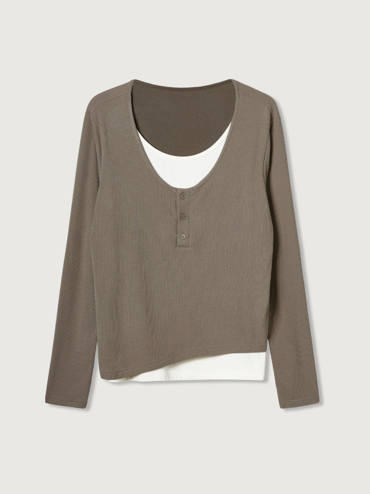 Merino Wool Faux-Two-Piece Henley Top sold by ogl move product image thumbnail 2