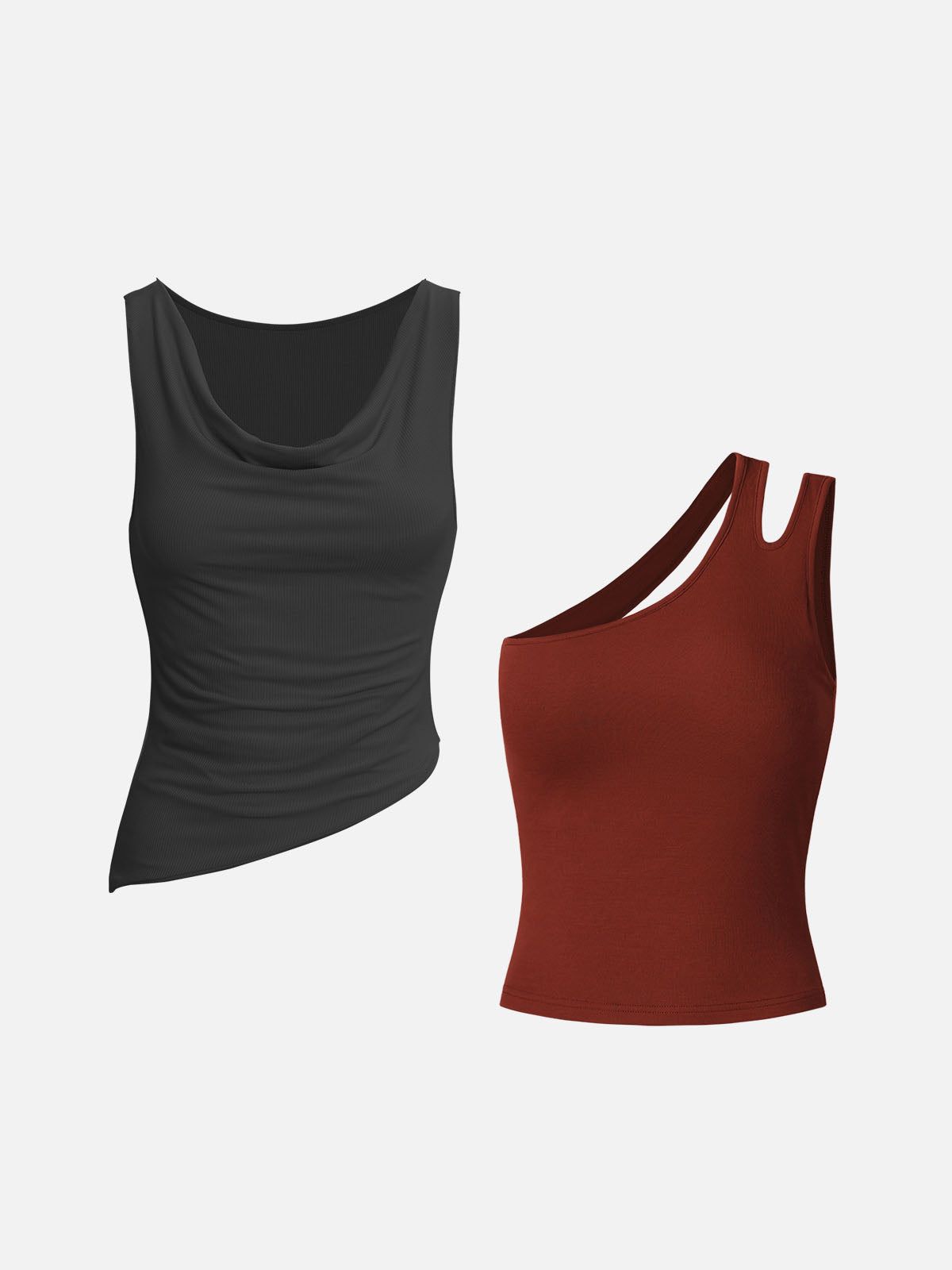 Eco-SkinKiss® Asymmetrical Hem Tank & Cutout Back Brami Tank-2Pcs Set sold by ogl move product image thumbnail 3