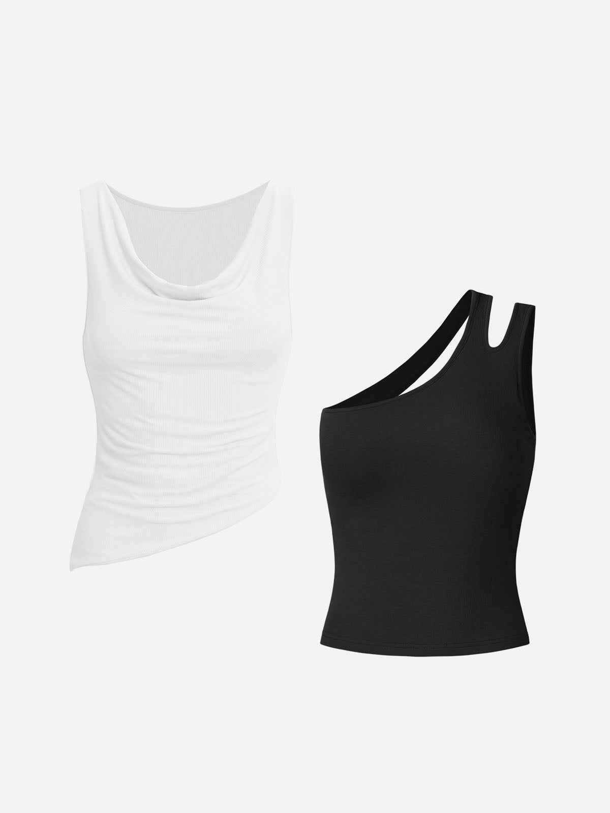 Eco-SkinKiss® Asymmetrical Hem Tank & Cutout Back Brami Tank-2Pcs Set sold by ogl move product image thumbnail 5
