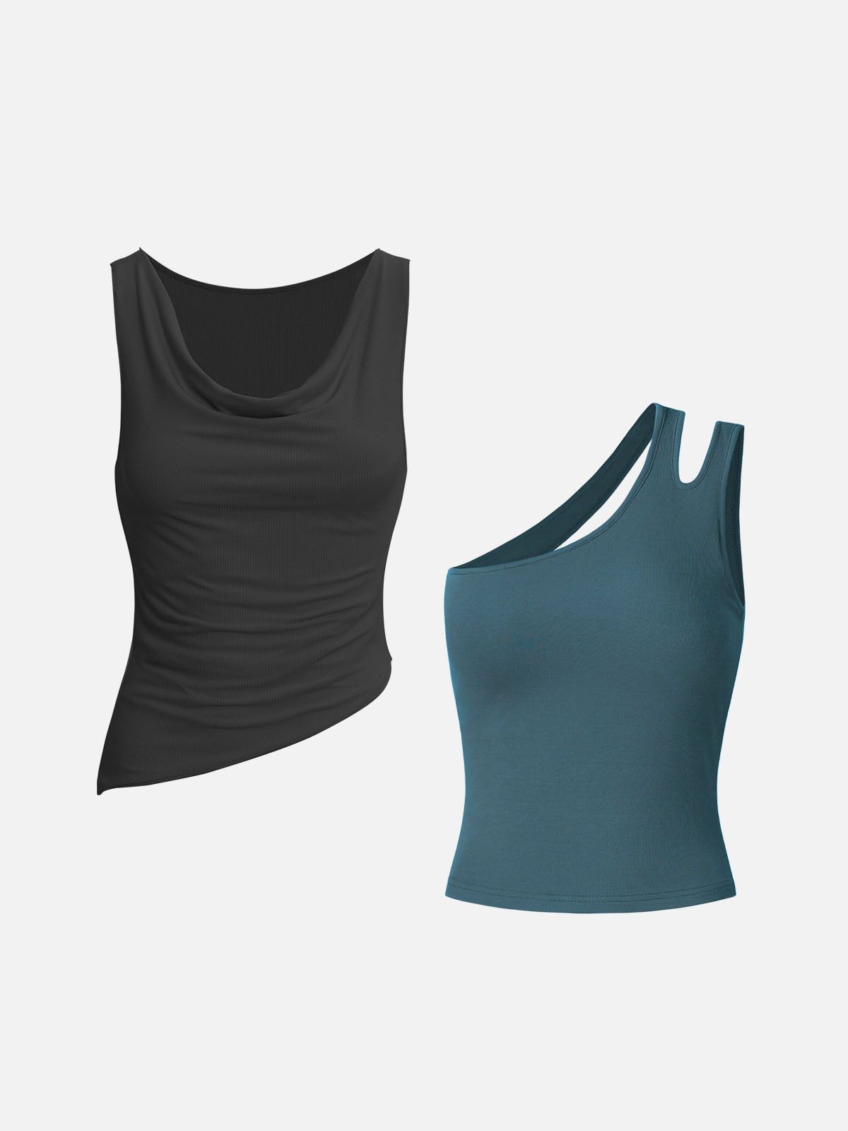 Eco-SkinKiss® Asymmetrical Hem Tank & Cutout Back Brami Tank-2Pcs Set sold by ogl move product image thumbnail 2