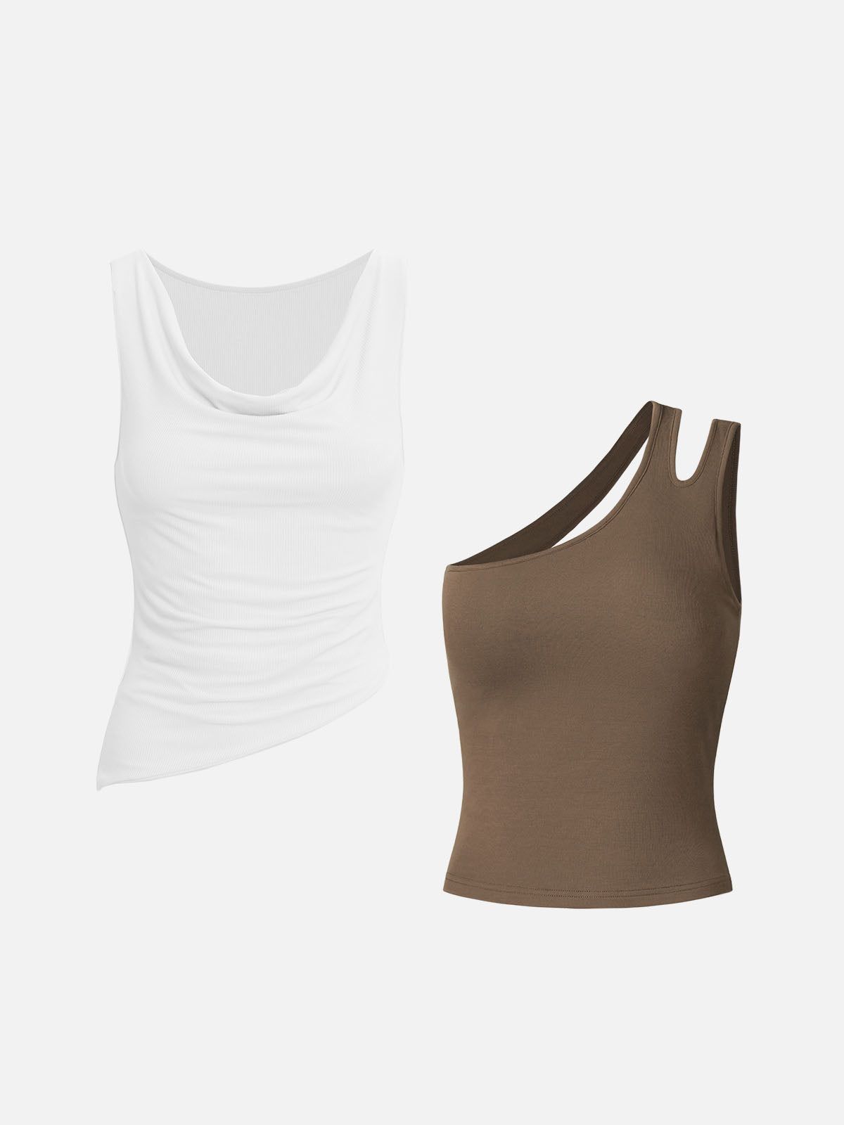 Eco-SkinKiss® Asymmetrical Hem Tank & Cutout Back Brami Tank-2Pcs Set sold by ogl move product image thumbnail 4