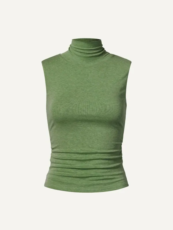 Turtle Neck Ruched Sides Tank sold by ogl move
