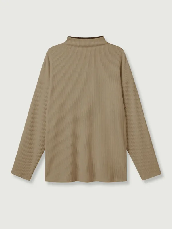 Wide Rib Mockneck Oversized Top sold by ogl move