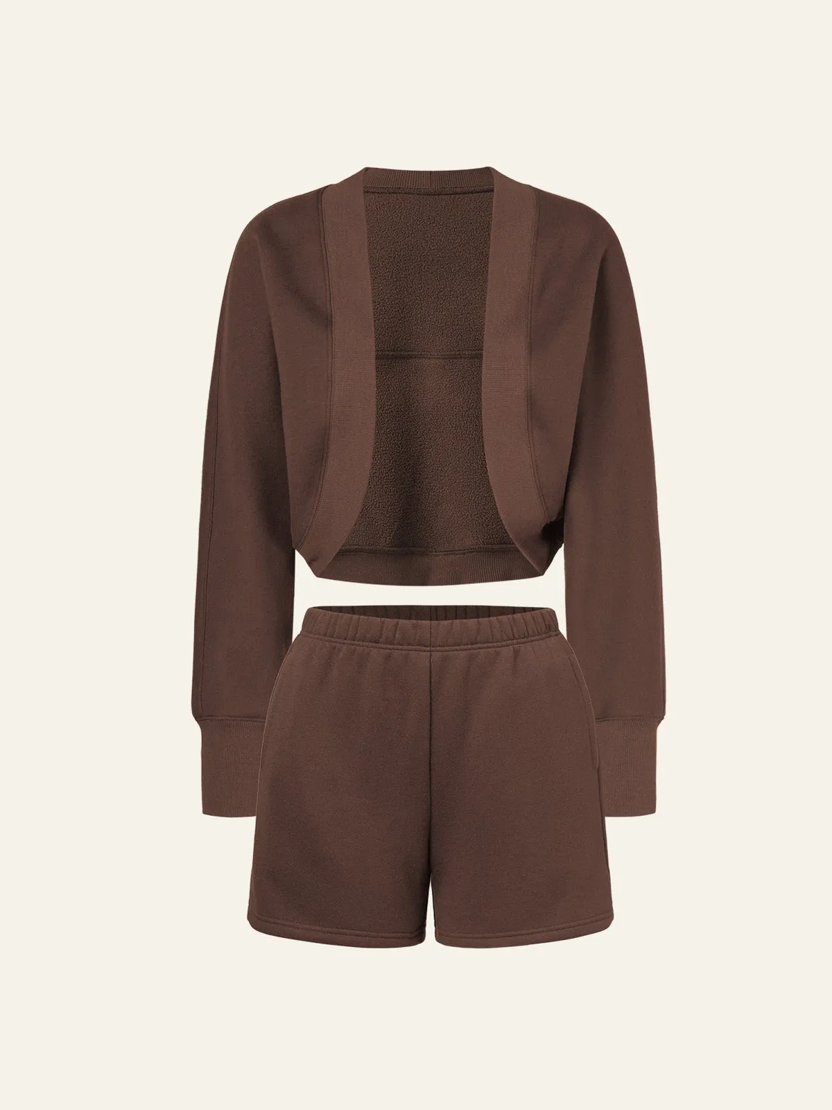 Polar Fleece Cropped Shrug Sweatshirt & Polar Fleece Staple Shorts 2Pcs Set sold by ogl move product image thumbnail 2