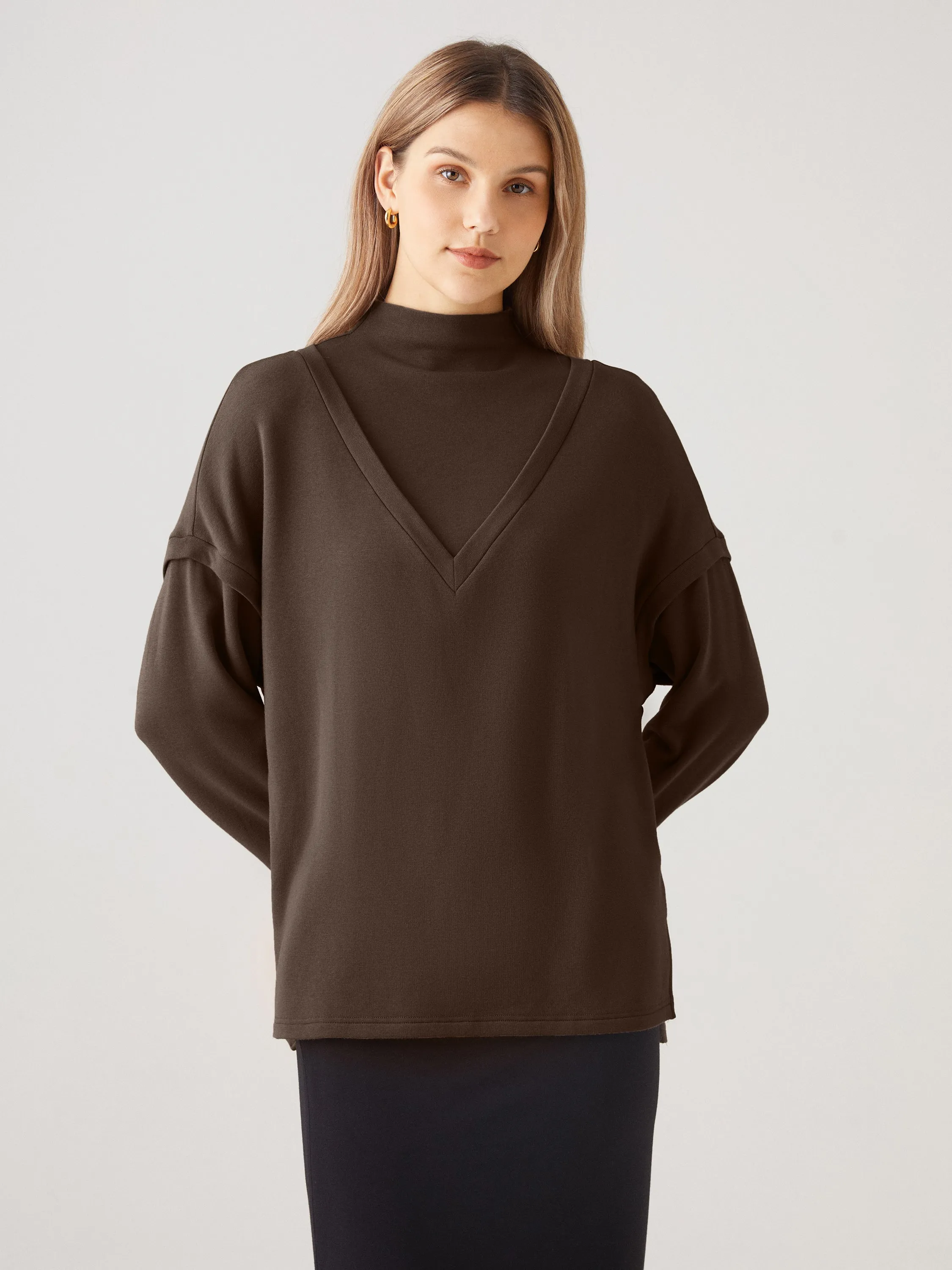 Faux Two-Piece Funnelneck Relaxing Top sold by ogl move product image thumbnail 2