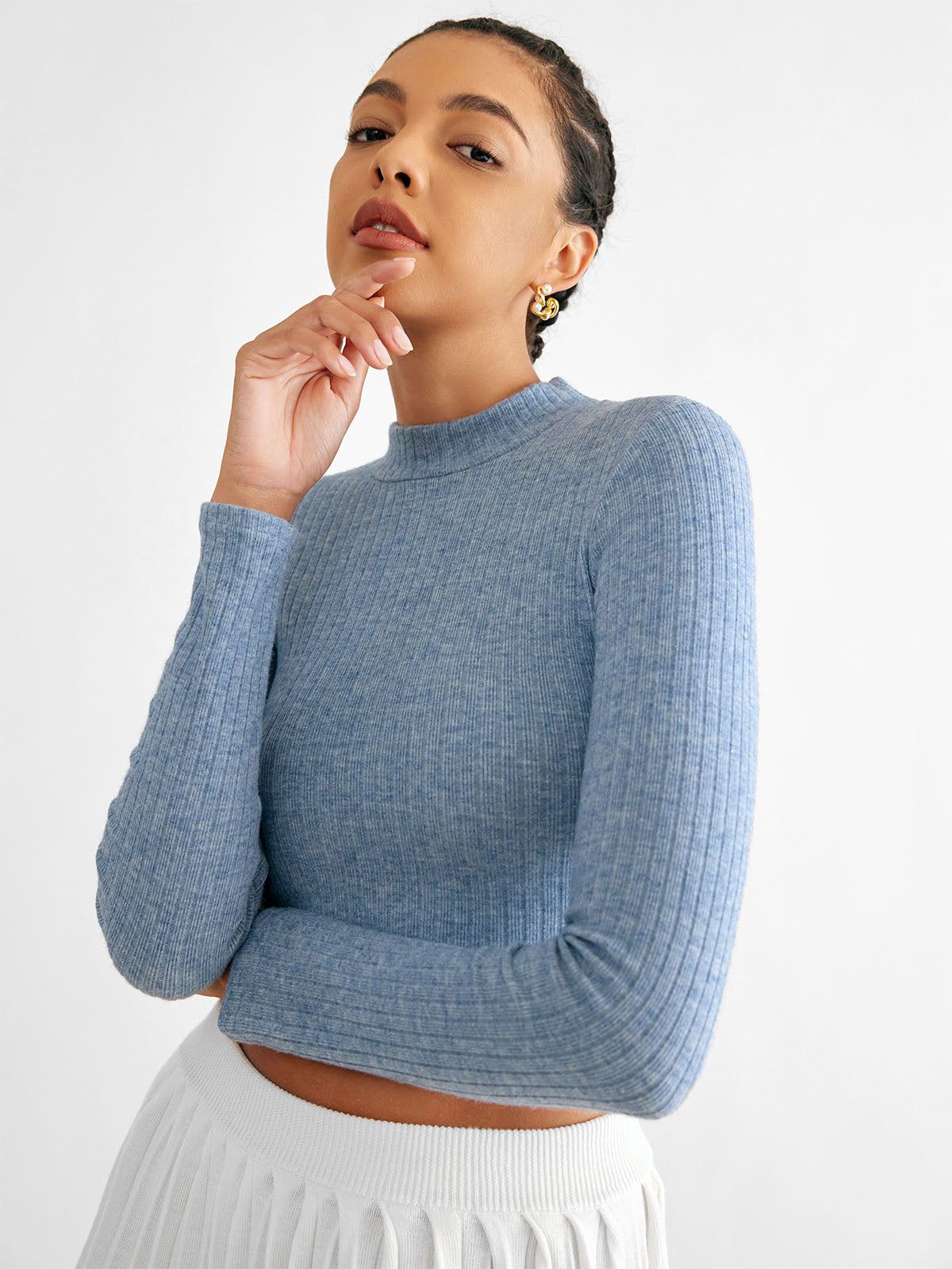 Cashmere-Like Thermal Mock Neck Crop Top sold by ogl move product image thumbnail 17