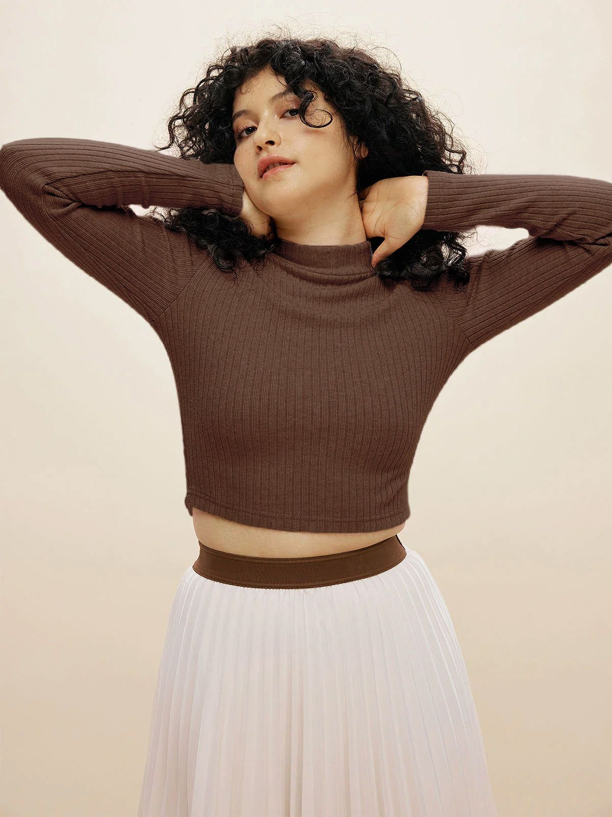 Cashmere-Like Thermal Mock Neck Crop Top sold by ogl move