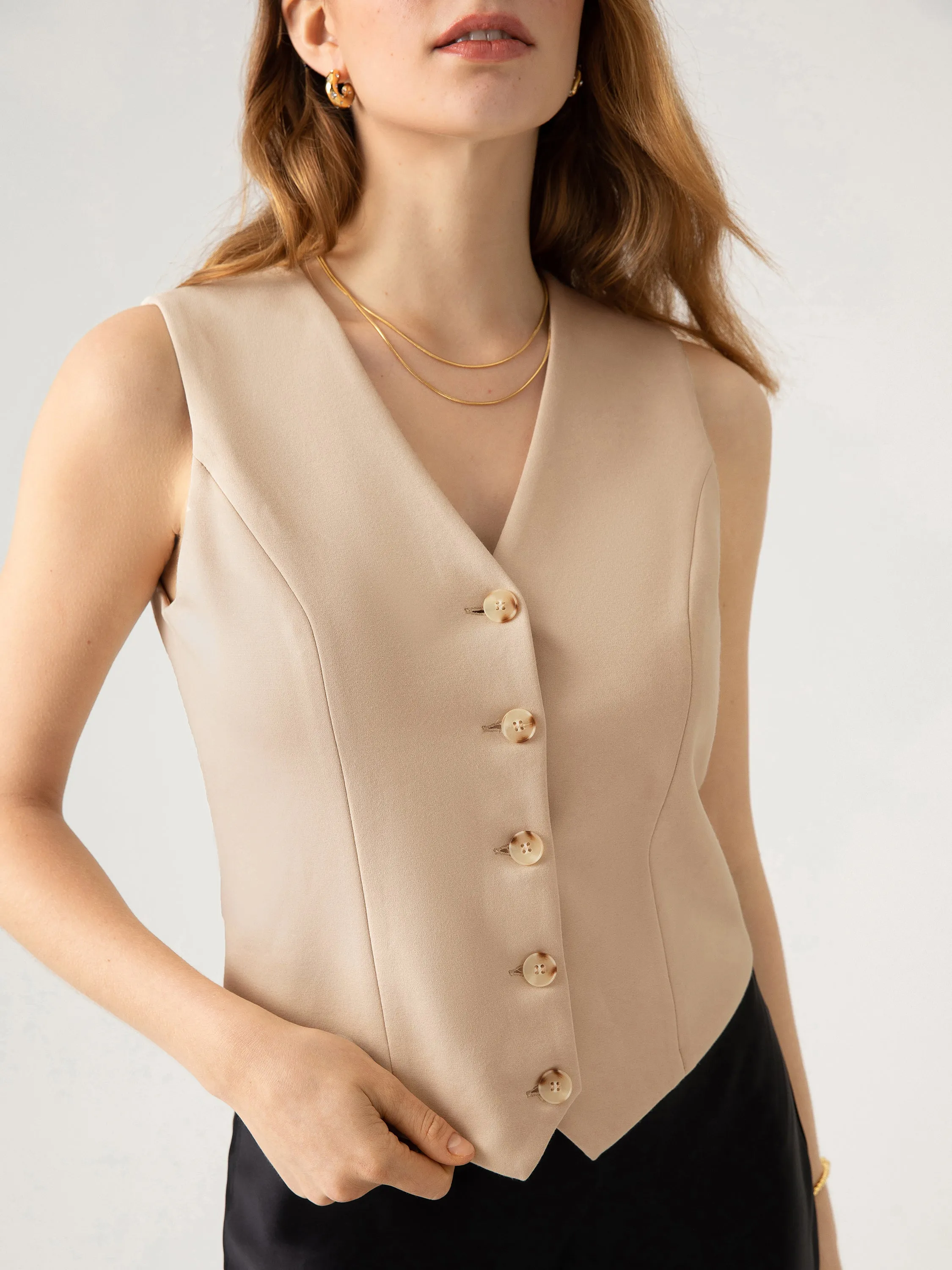 V-Neck Cropped Waistcoat sold by ogl move product image thumbnail 5