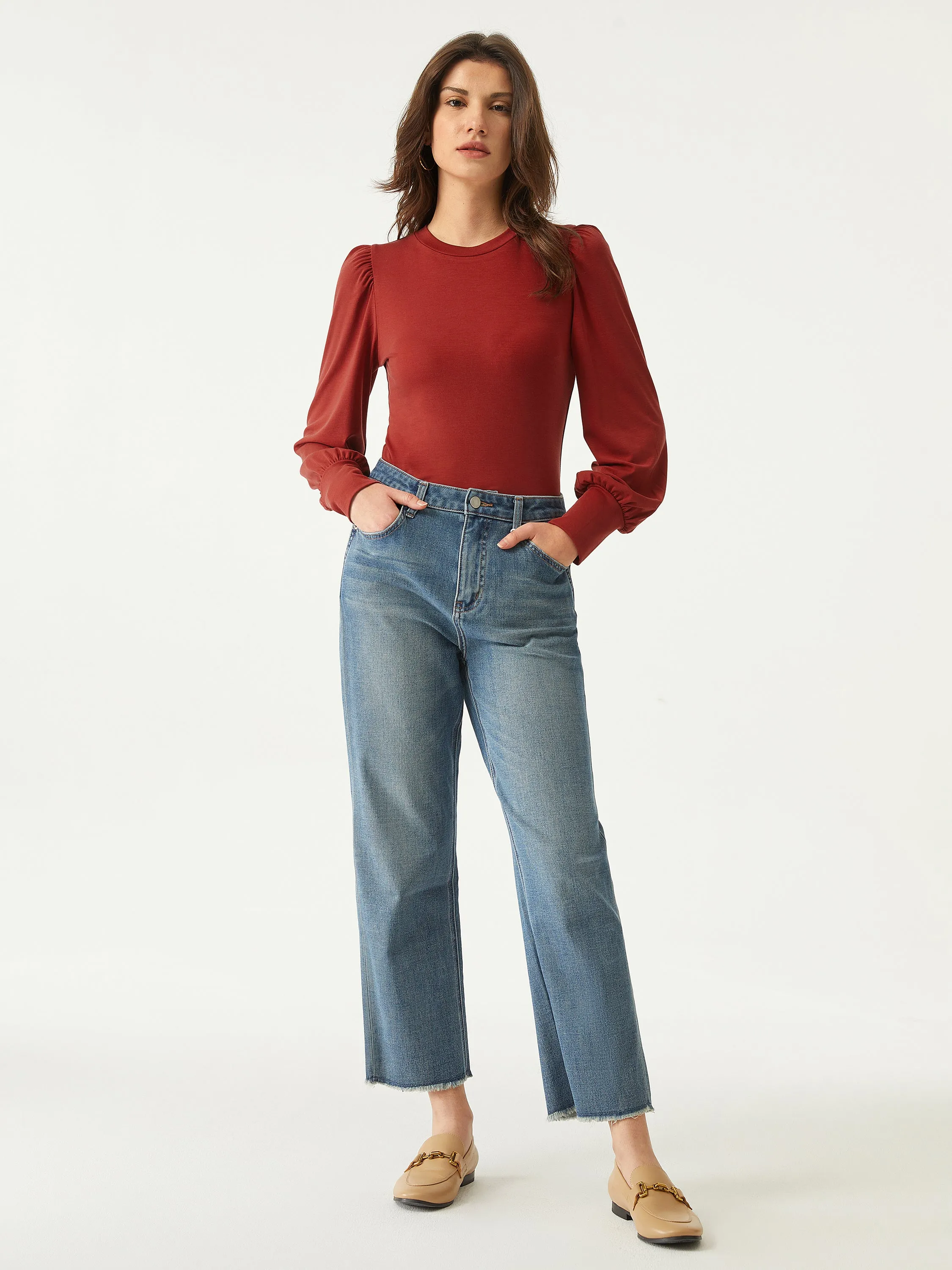 Tencel Puff Sleeve Top sold by ogl move product image thumbnail 5
