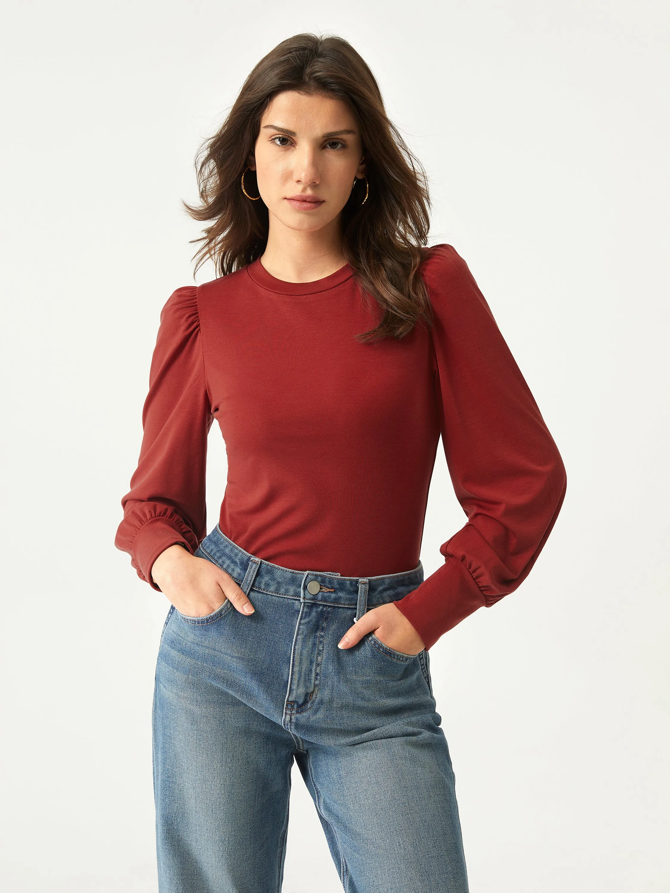 Tencel Puff Sleeve Top sold by ogl move product image thumbnail 2