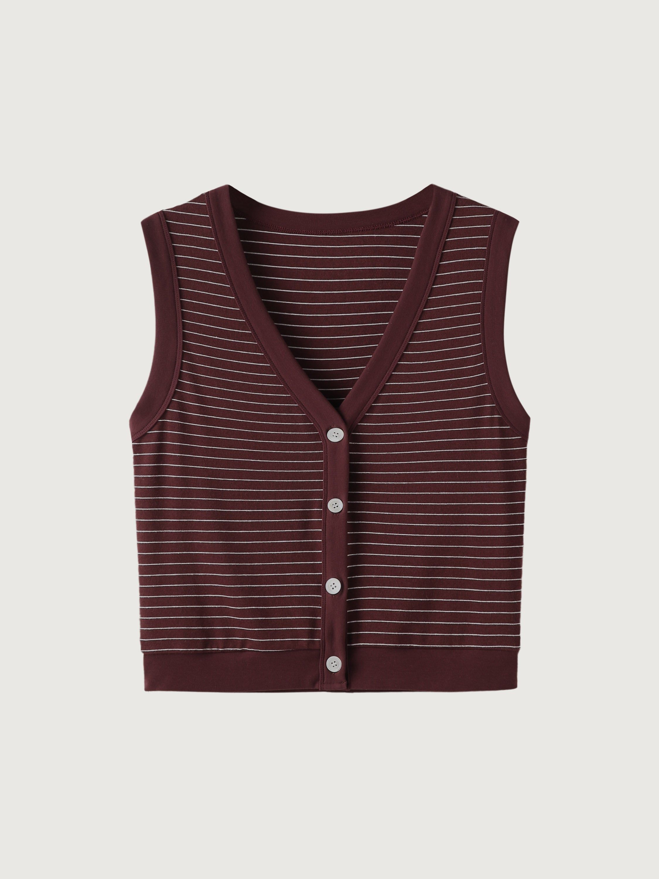 Plantive™ Stripe V-Neck Button-Down Vest sold by ogl move product image thumbnail 2