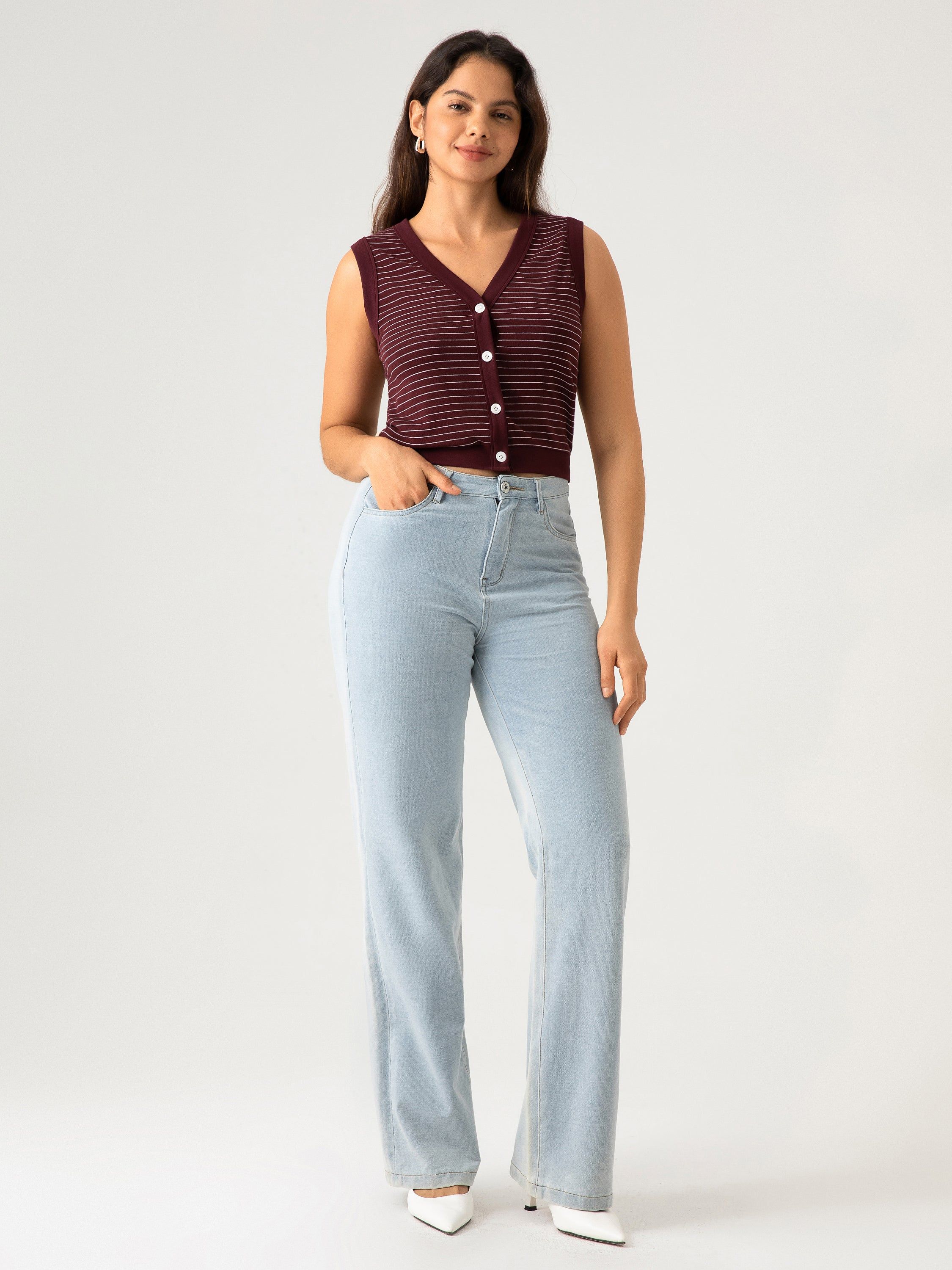 Plantive™ Stripe V-Neck Button-Down Vest sold by ogl move product image thumbnail 3
