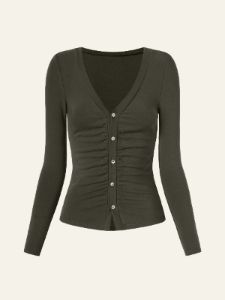 Eco-Mousse® Front Ruched Button-down Shirt sold by ogl move
