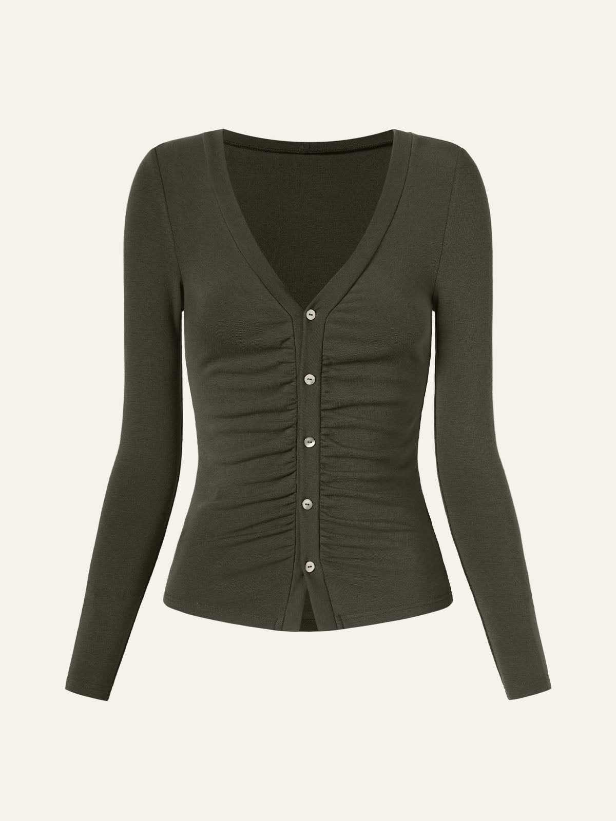 Eco-Mousse® Front Ruched Button-down Shirt sold by ogl move product image thumbnail 2