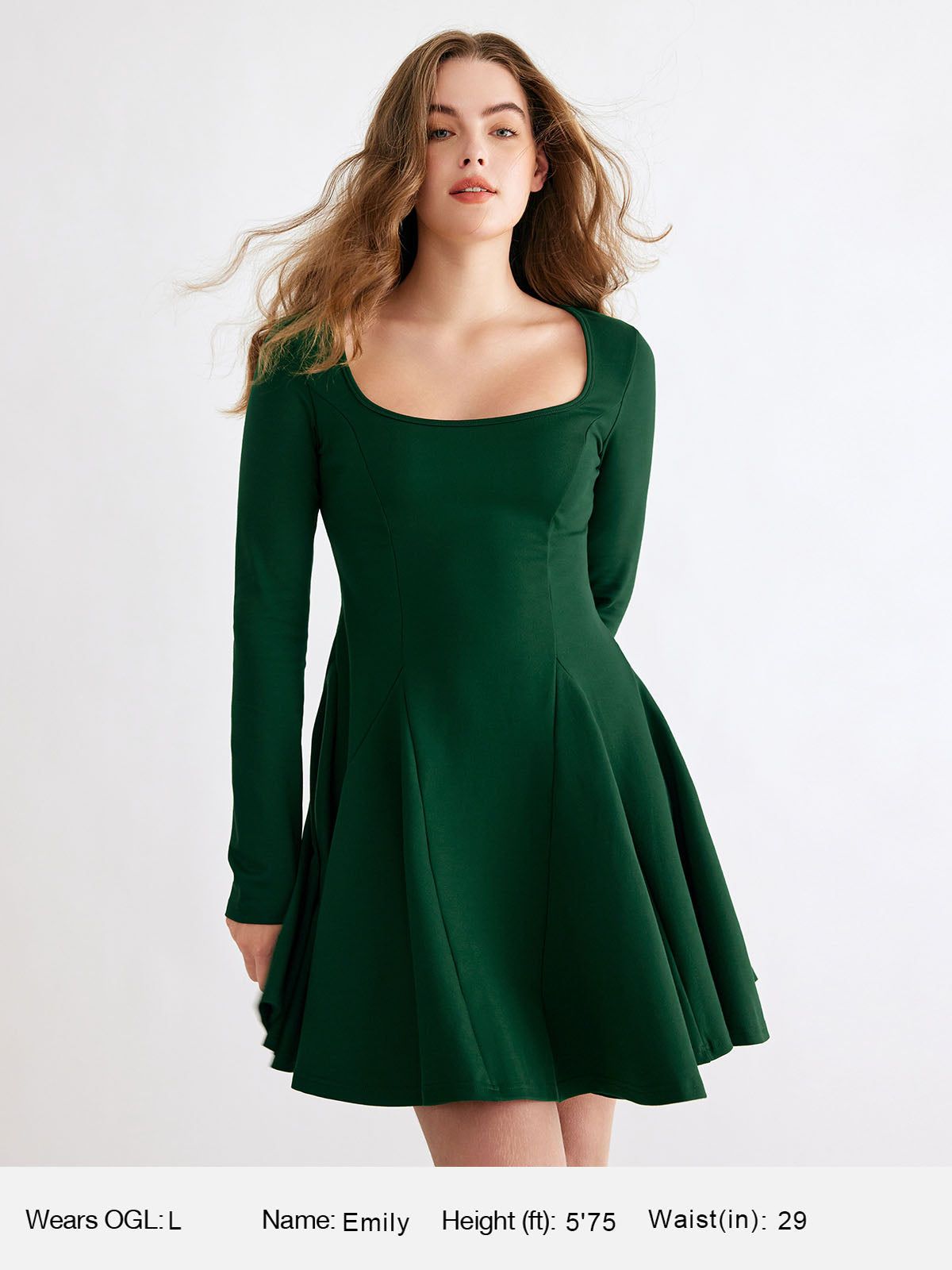 Square Neck Ruffle Flounce Long Sleeve Dress sold by ogl move product image thumbnail 4