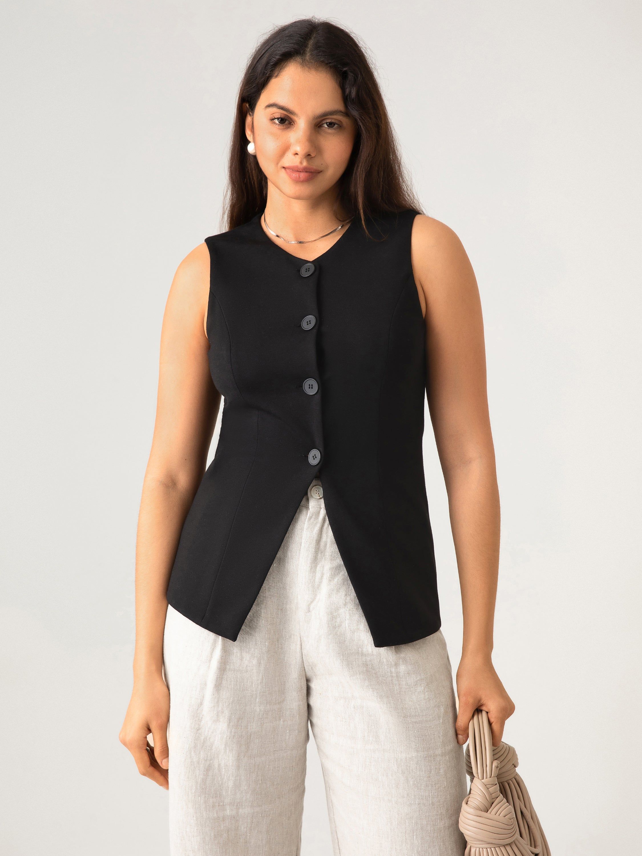 Longline Button-Down Waistcoat sold by ogl move