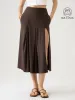 Pleated Slit Midi Skirt with Lined Shorts sold by ogl move