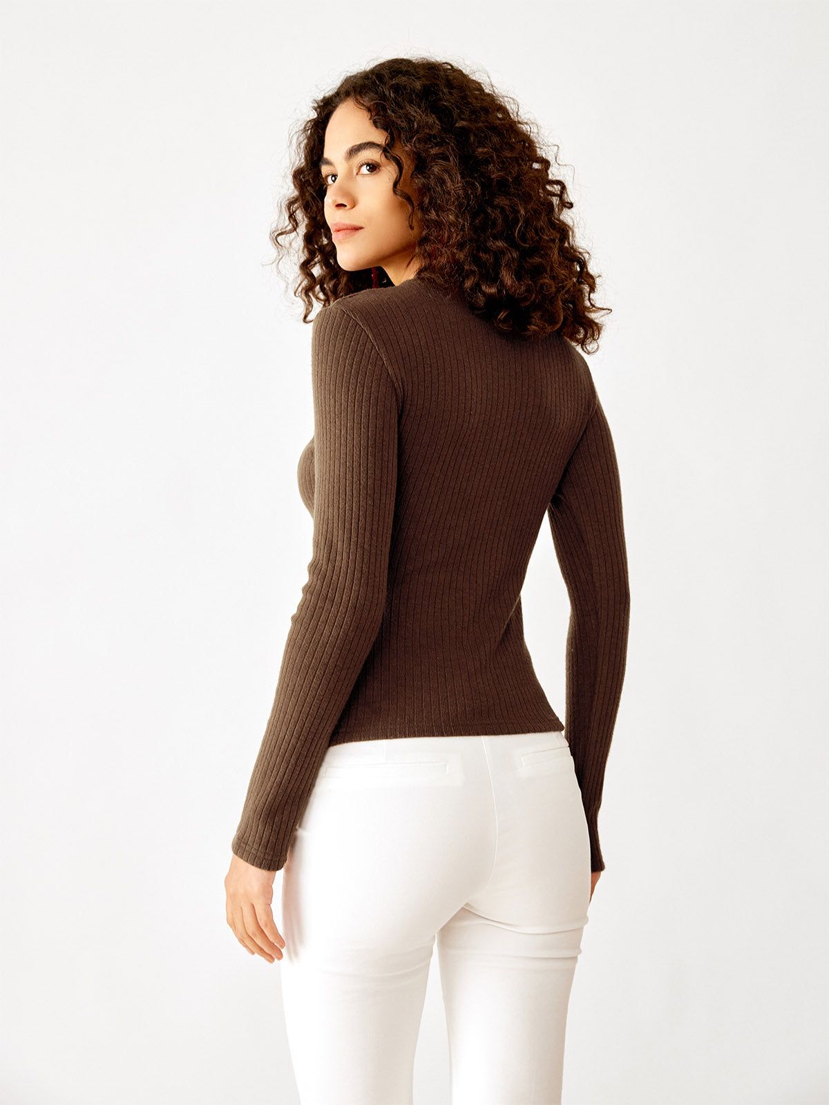 Cashmere-Like Thermal Mock Neck Top-Hip Length sold by ogl move product image thumbnail 7