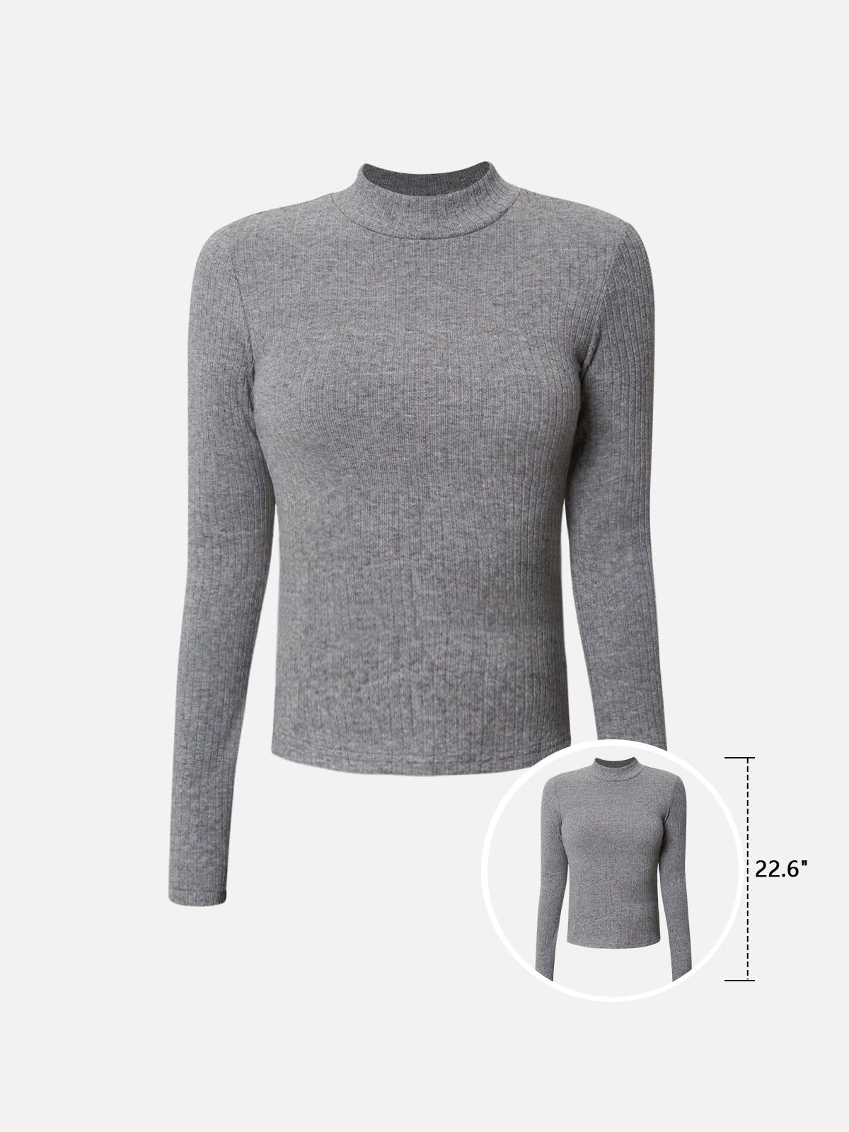 Cashmere-Like Thermal Mock Neck Top-Hip Length sold by ogl move product image thumbnail 12