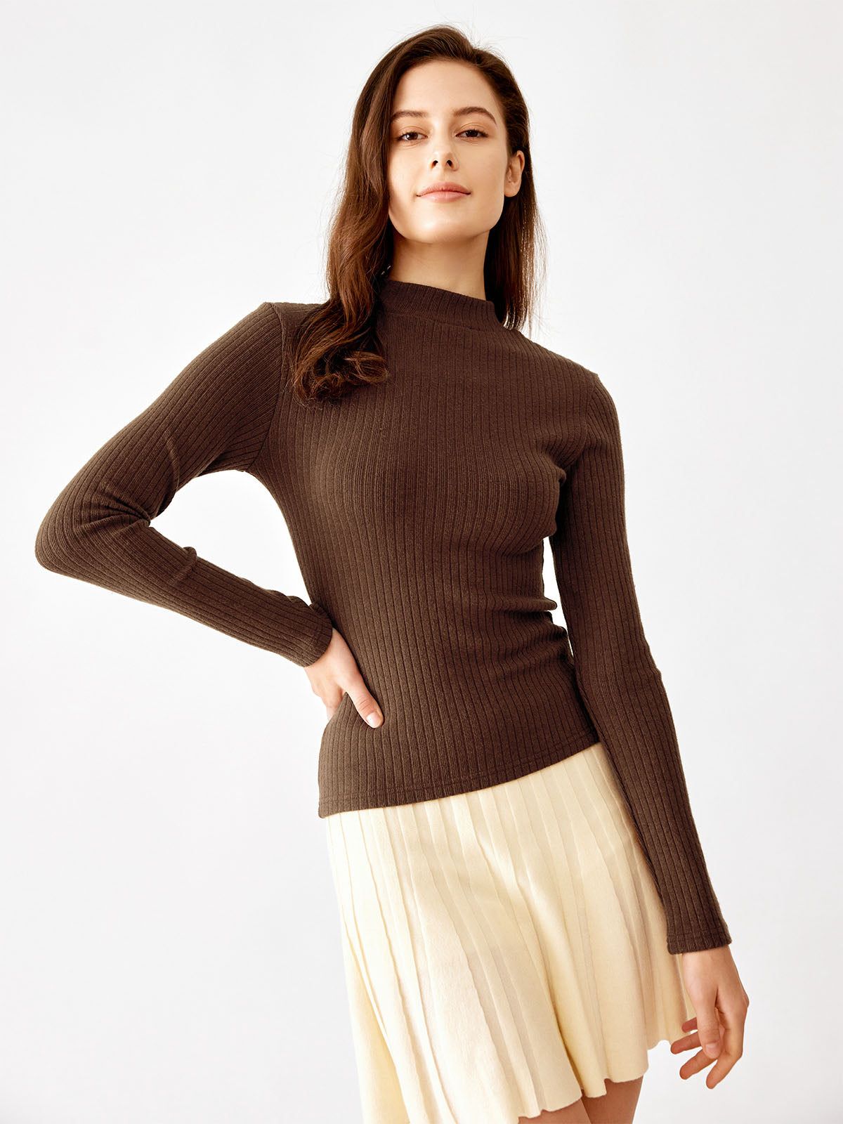 Cashmere-Like Thermal Mock Neck Top-Hip Length sold by ogl move product image thumbnail 6