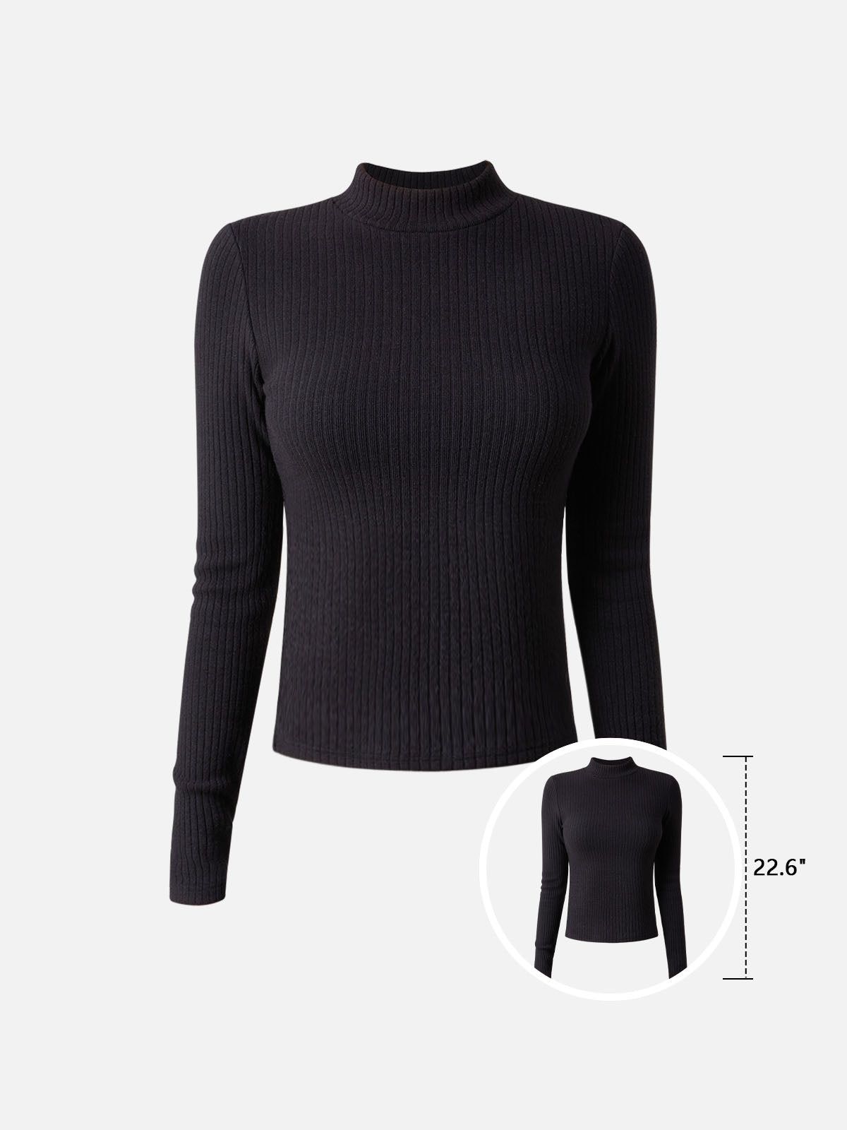 Cashmere-Like Thermal Mock Neck Top-Hip Length sold by ogl move product image thumbnail 11