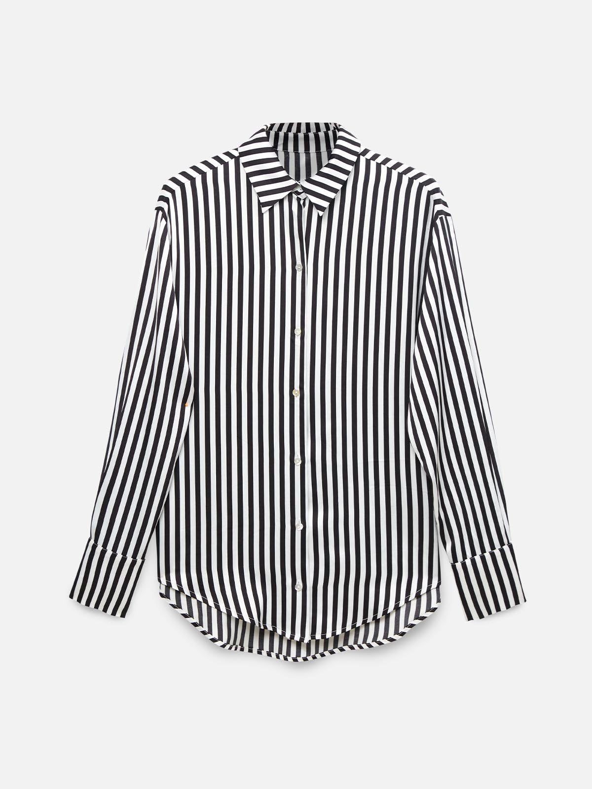 Silk-Like Striped Acetate Oversized Button-Up Shirt sold by ogl move product image thumbnail 7