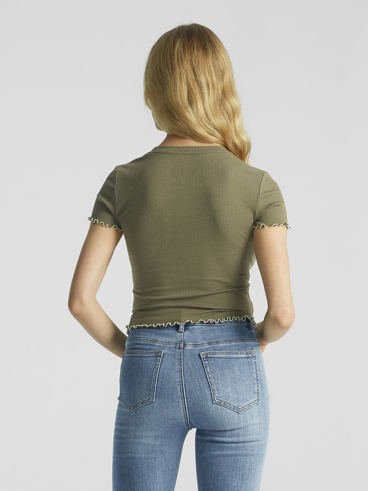 Plantive™ Lettuce-Edge Rib-Knit Short Sleeve sold by ogl move product image thumbnail 4