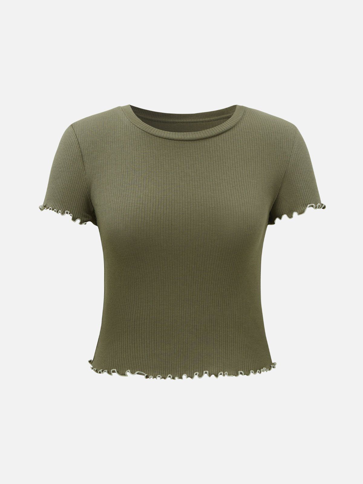 Plantive™ Lettuce-Edge Rib-Knit Short Sleeve sold by ogl move product image thumbnail 2