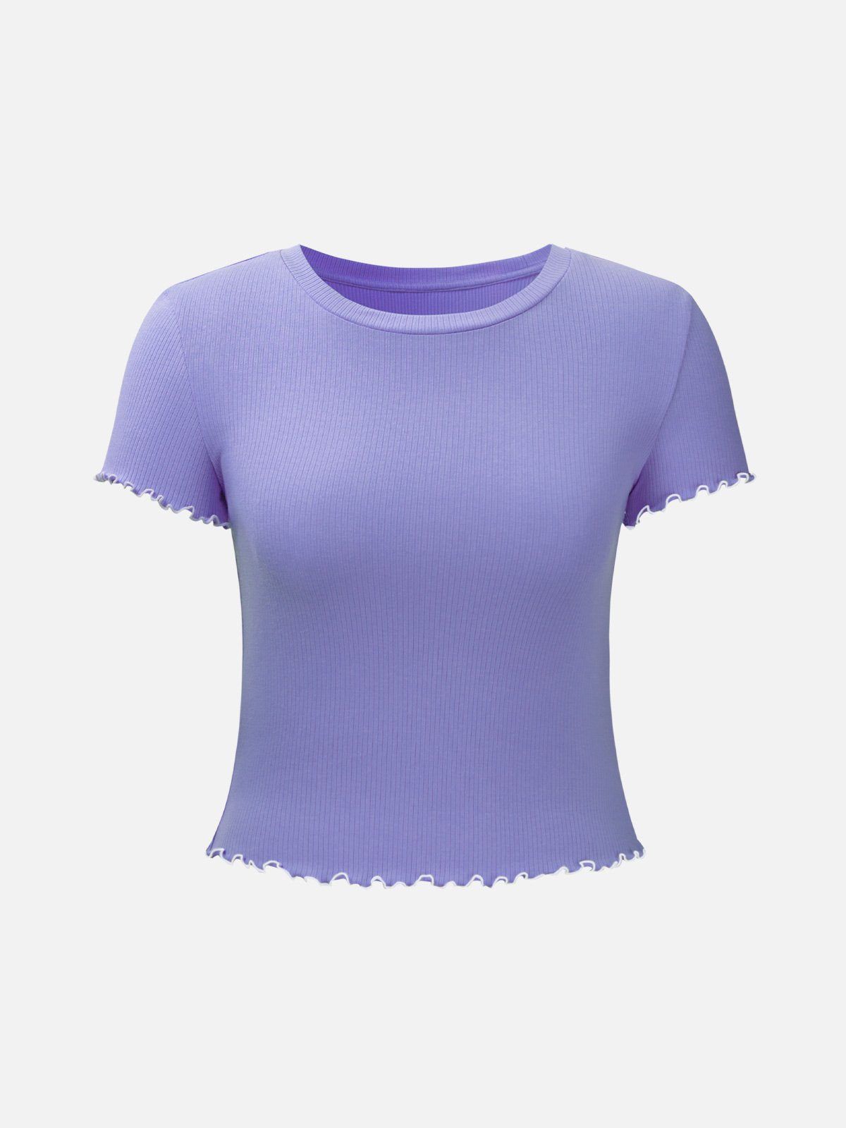 Plantive™ Lettuce-Edge Rib-Knit Short Sleeve sold by ogl move product image thumbnail 8